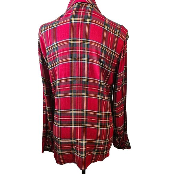 2/$35-Sanctuary Plaid Long Sleeve Snap Button Boyfriend Shirt Pockets - Women M - Picture 5 of 11